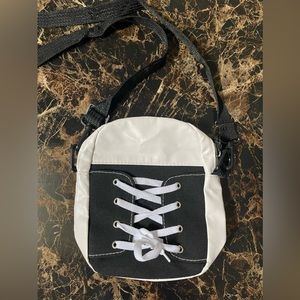 Black and White Shoe Lace Bag